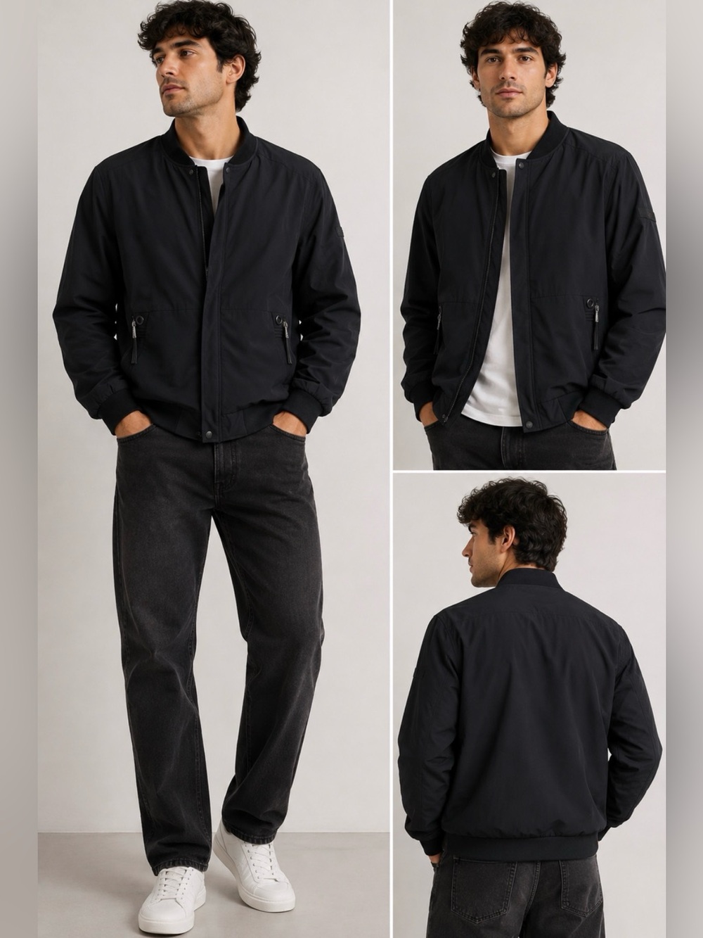 Semir Men’s Black Zip-Up Jacket Large L Lightweight Casual Streetwear
